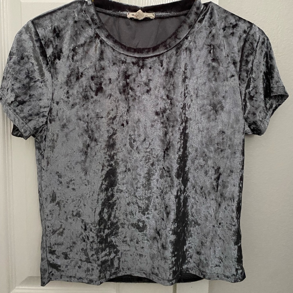 Grey velvet top